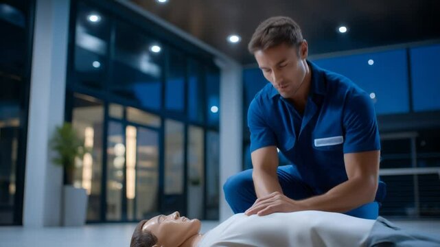 "Learn life-saving skills with a CPR training demonstration using a mannequin."