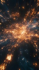 Naklejka premium A dramatic and cosmic explosion of brilliant glowing lights and radiant energy creating a mesmerizing and captivating visual spectacle