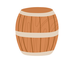 Wooden barrel with classic design used for storage and aging of beverages