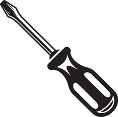 Screwdriver Silhouette Vector – Simple Black Construction Tool Illustration