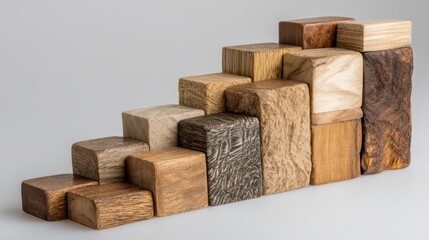 Wooden blocks arranged as a staircase, symbolizing business growth and financial success.