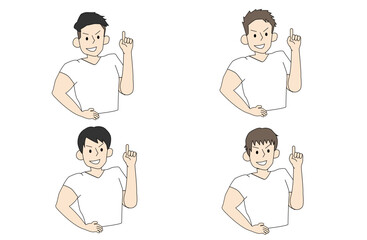 イケメンマッチョ4人がポイントを教えてくれてるイラスト