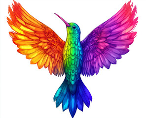 Fototapeta premium Vector illustration of a colorful hummingbird, isolated on a white background.
