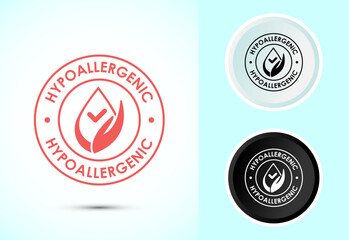 Hypoallergenic tested icon design illustration. Cosmetic certification label sign in color, black and white