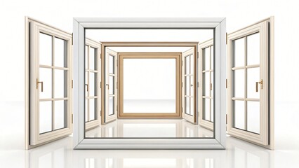 Modern Cream Double Hung Windows Open Casement Style Interior Design Element