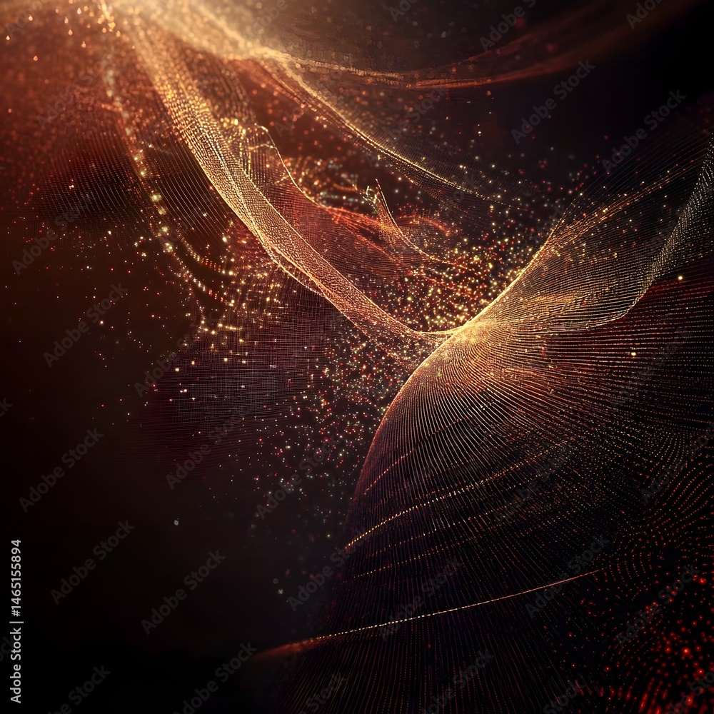 Poster vibrant glowing particles and beams of luminous energy swirling and pulsating through a dynamic abst