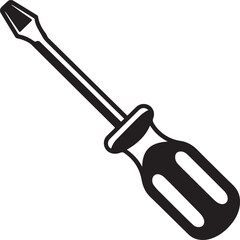 Screwdriver Silhouette Vector – Simple Black Construction Tool Illustration
