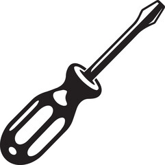 Screwdriver Silhouette Vector – Simple Black Construction Tool Illustration