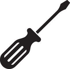 Screwdriver Silhouette Vector – Simple Black Construction Tool Illustration