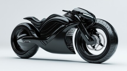 Futuristic, black motorcycle. Sleek design, futuristic aesthetic