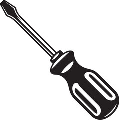 Screwdriver Silhouette Vector – Simple Black Construction Tool Illustration