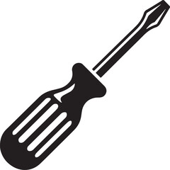 Screwdriver Silhouette Vector – Simple Black Construction Tool Illustration