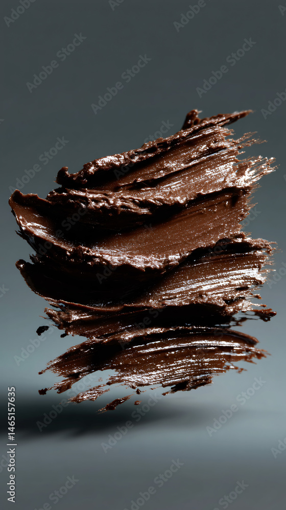 Poster abstract smudge of chocolate with uneven edges and a shining finish.