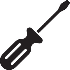 Screwdriver Silhouette Vector – Simple Black Construction Tool Illustration