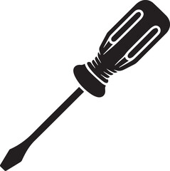 Screwdriver Silhouette Vector – Simple Black Construction Tool Illustration