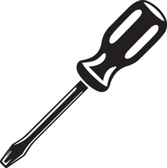 Screwdriver Silhouette Vector – Simple Black Construction Tool Illustration