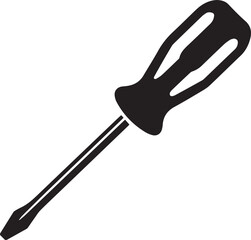 Screwdriver Silhouette Vector – Simple Black Construction Tool Illustration