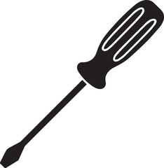 Screwdriver Silhouette Vector – Simple Black Construction Tool Illustration