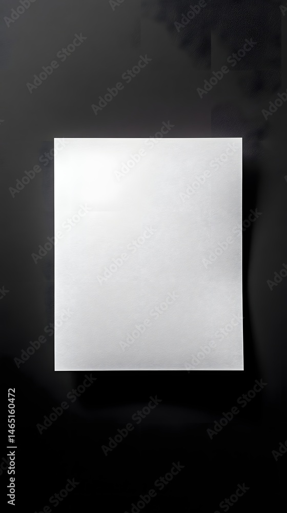 Poster a simple clean white rectangular frame placed against a dark monochrome background creating a minima