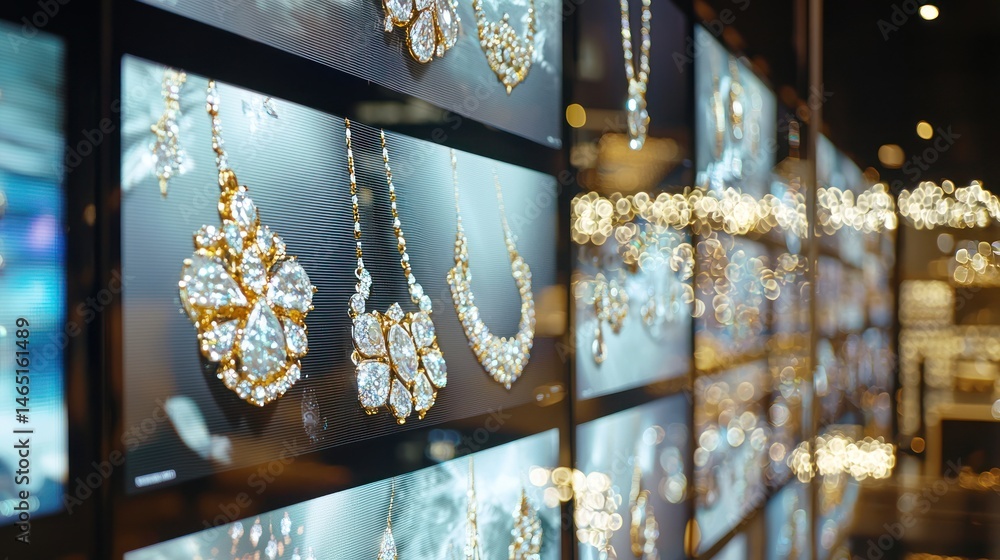 Poster a dynamic digital display showing rotating jewelry images