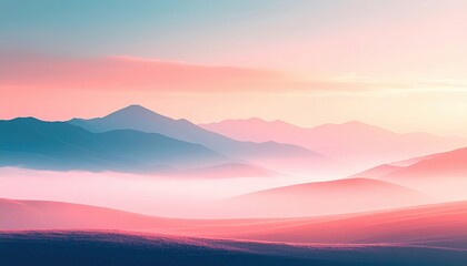 Obraz premium Breathtaking sunrise over misty mountains nature landscape serene environment aesthetic viewpoint