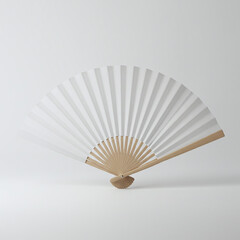 White Japanese Folding Fan Partially Open