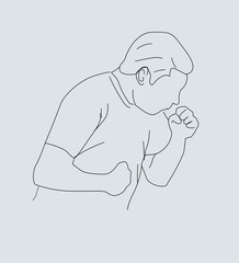 vektor An elderly black man coughs. Disease, covid. unhealthy, Sickness, man unwell and coughing, 