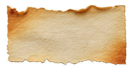 Fototapeta premium burnt and torn piece of paper with rough edge isolated on white background