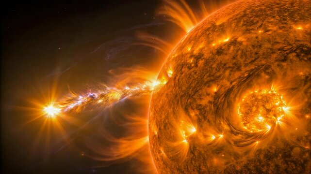 Majestic Solar Flare Eruption Stunning Space Imagery of a powerful solar flare and coronal mass ejection showcasing the suns energy and cosmic power