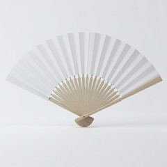 White Japanese Folding Fan Fully Extended