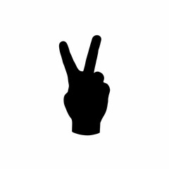 Silhouette of a hand displaying a peace sign against white, representing hope, unity, and nonviolence. Minimalist design.