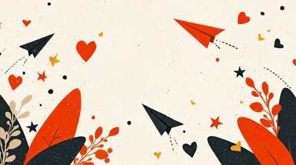 Romantic Hearts and Arrows Background