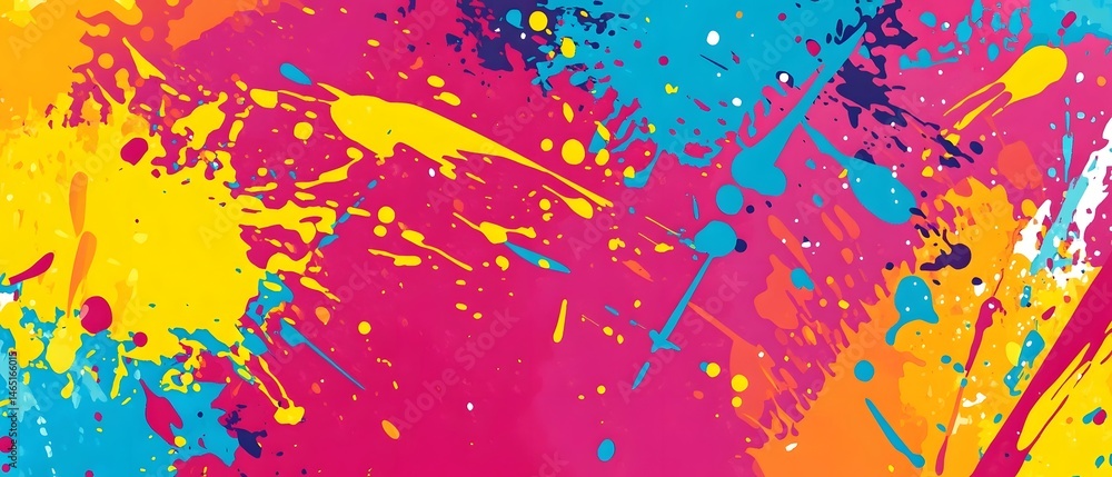 Poster vibrant multicolored abstract background with a dynamic playful arrangement of fluid paint like elem