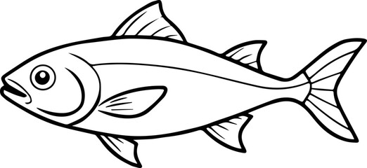 amberjack fish outline vector illustration line art coloring book page