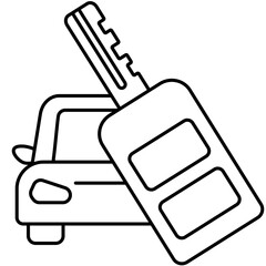 Car with smart key line icon