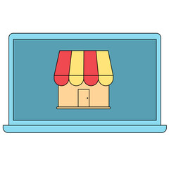 Online shop and laptop