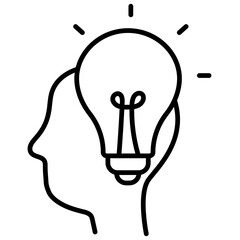 Thinking brain line icon