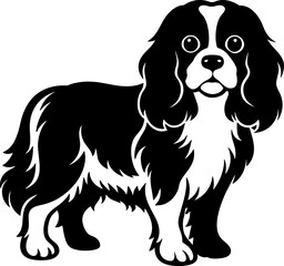 cavalier king charles spaniel simple black silhouette, Black silhouette vector icon, silhouette illustration, Animal silhouette