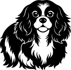 cavalier king charles spaniel simple black silhouette, Black silhouette vector icon, silhouette illustration, Animal silhouette