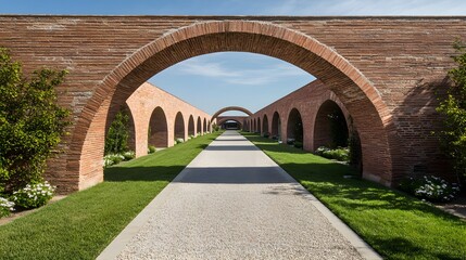 Serene Brick Archway Pathway Garden Landscape