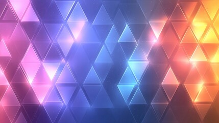 Abstract vibrant triangle pattern with glowing light effects