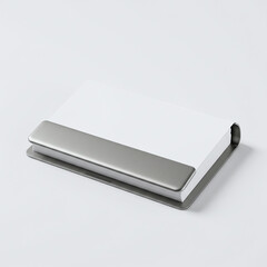 White Metal Card Holder Closed on White Background