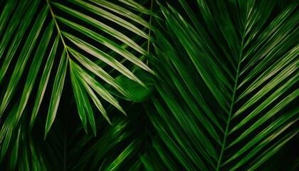 Tropical palm leaves close-up