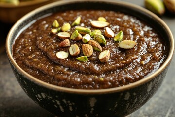 Traditional halwa dessert with pistachios and almonds