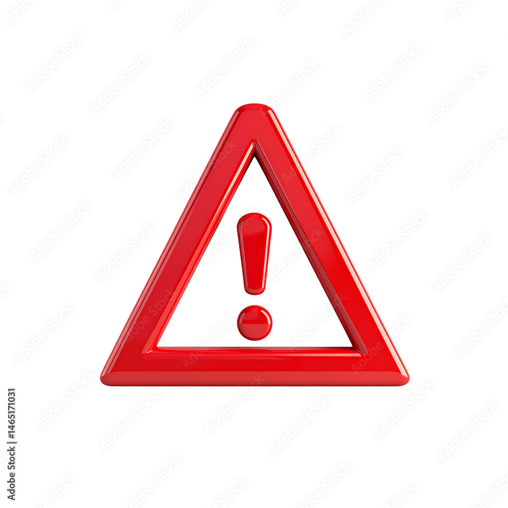 Poster red triangle exclamation mark warning sign alert danger hazard attention caution on transparent back