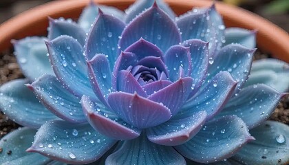 Stunning Blue Echeveria Succulent with Dew Drops