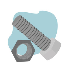 stainless steel bolt and nut icon. screw-nuts and bolts.