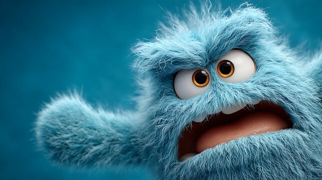 fluffy comic character fur face texture with emotion expression render