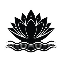 a lotus flower icon floating water layered vector art silhouette