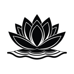 a lotus flower icon floating water layered vector art silhouette